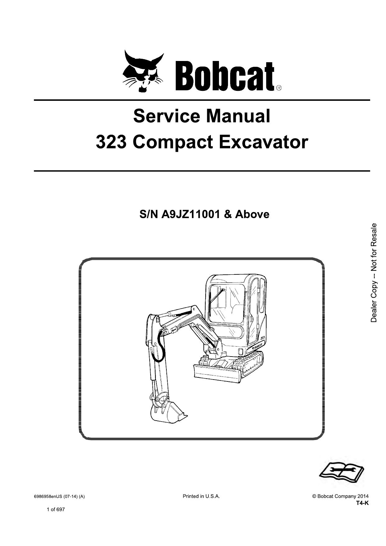 323 Compact Excavator Service Manual Bobcat